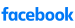 The image displays a Facebook logo with the text Facebook in white on a blue background.